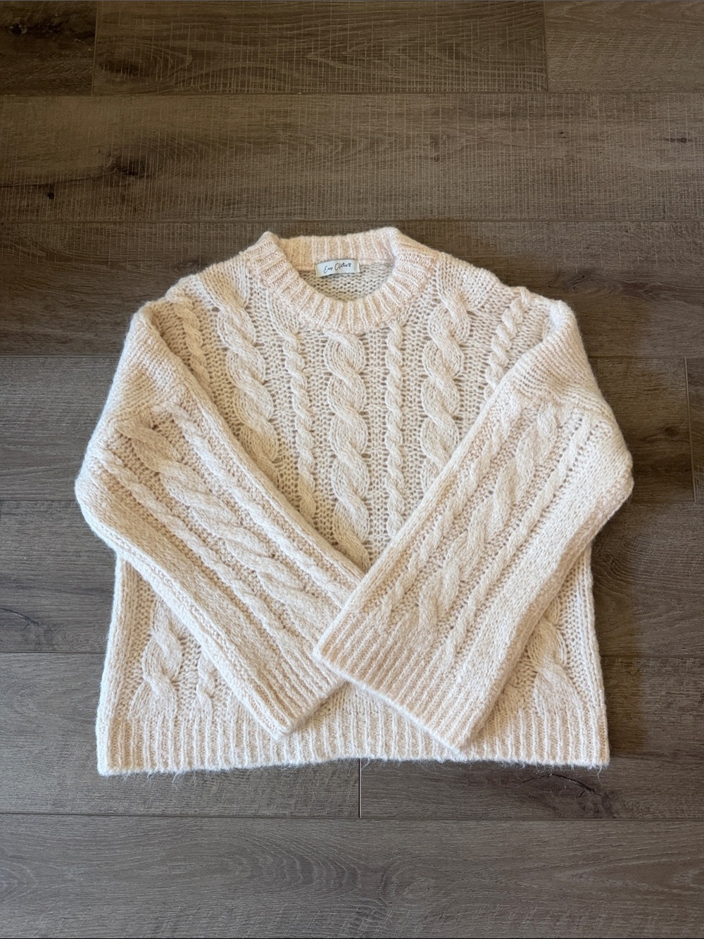 Cozy Cable Crewneck Sweater in Soft Cream